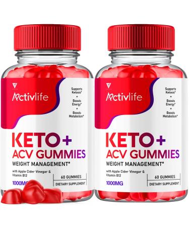 (2 Pack) Activelife Activlife Keto ACV Gummies Active Life Keto+ ACV Gummies Apple Cider Vinegar Vitamin Supplement Activ Life Formula (120 Gummies)