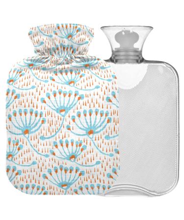 Naanle hot hot water bottle with cover flower motif Pustblume Transparent hot water bottle 2l large hot hot water bottle for menstrual cramps pain relief handfoots heat and cold therapy