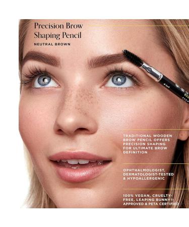 Arches & Halos Precision Brow Shaping Pencil - Double Sided Eyebrow Filler and Spoolie Brush - Vegan & Cruelty Free - Neutral Brown - 0.070 oz - Buy Online on GoSupps.com