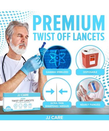 JJ CARE Twist Off Blood Lancets (Pack of 400) - Sterile 30-Gauge Lancets for Diabetes Testing - Triple Beveled Tip - Buy Online on GoSupps.com