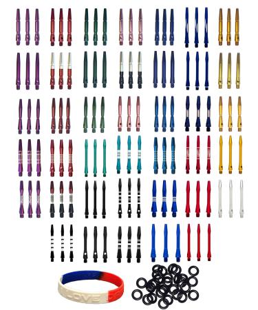 Halex 5 Sets (15 Total shafts) or 10 Sets (30 Total shafts) Aluminum Dart Shafts Stems Mixed Sizes and Designs with 30 O-Rings & Bracelet Random 10 Sets of 3