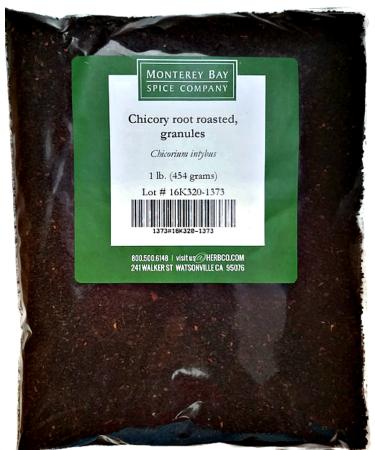 CHICORY ROOT Roasted Granules 1 LB  NATURAL Coffee and Tea Substitute  CAFFEINE FREE Beverage CERTIFIED Kosher (1 Bag (16 oz)) 1 Pound (Pack of 1)