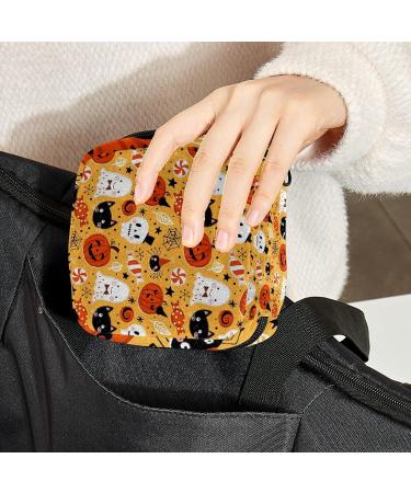 Halloween Pumpkin Sanitary Napkin Storage Bag - Portable Period Kit Holder for Menstrual Cup, Nursing Pad, Tampons - Color 7 - Buy Online on GoSupps.com