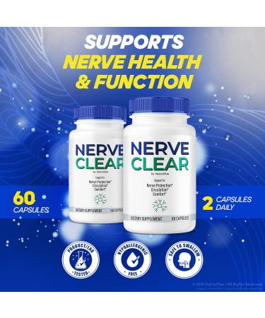 (3 Pack) Nerve Clear Complete Nerve Health Support Supplement | Healthy Nerve Function & Comfort | Natural Neuropathy NerveClear Pills for Improved Mobility Easy-to-Take Reviews (180 Capsules) - Buy Online on GoSupps.com