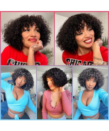 LuvMe Hair 10 Short Curly Bob Wig with Bangs | Human Hair Water Wave Wig for Black Women - Buy Online on GoSupps.com