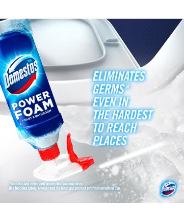 Domestos Power Foam Arctic Fresh Toilet & Bathroom Cleaner Spray sprays upside down & eliminates 99.99% of germs for cleaning inside the toilet & around bathroom 450 ml (Pack of 4) - Buy Online on GoSupps.com