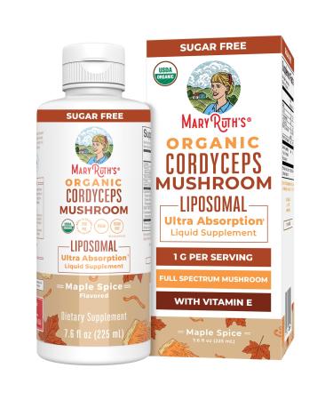 MaryRuth Organics Cordyceps Mushroom Supplement | Ultra Absorption Liposomal | Full Spectrum Mushroom | 200mg Beta-Glucans Per Serving | USDA Organic | Vegan | 7.6 oz | 15 Servings