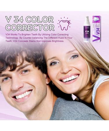 V34 Tooth Whitening - Color Correction Toothpaste (2 Pack) for Stain Removal & Deep Cleaning | Enhance Your Dental Health - Buy Online on GoSupps.com