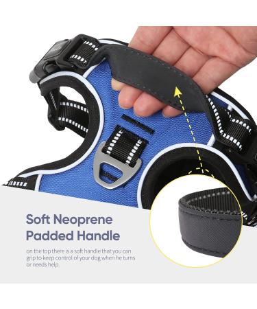 HEELE Large Dog Harness with Soft Padded Handle, Reflective, No Pull Design - Blue, Size L - Buy Online on GoSupps.com
