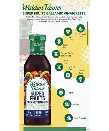 Walden Farms Super Fruits Balsamic Vinaigrette Dressing 12 oz - 2 Pack | Sugar-Free, 0g Net Carbs, Sweet & Tangy Salad Topper - Buy Online on GoSupps.com