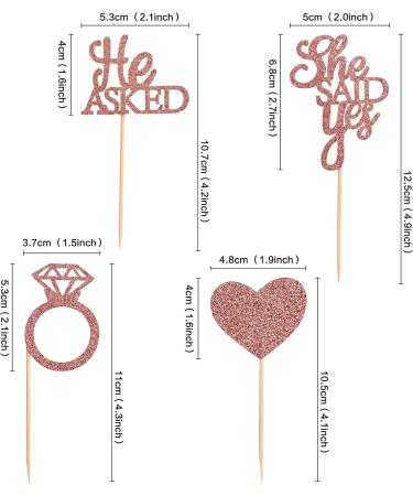 Unimall 48PC Rose Gold Glitter Cupcake Toppers | Diamond Ring & Heart Cake Picks for Weddings Engagements & Bachelorette Parties - Multi-Color Decorations - Buy Online on GoSupps.com