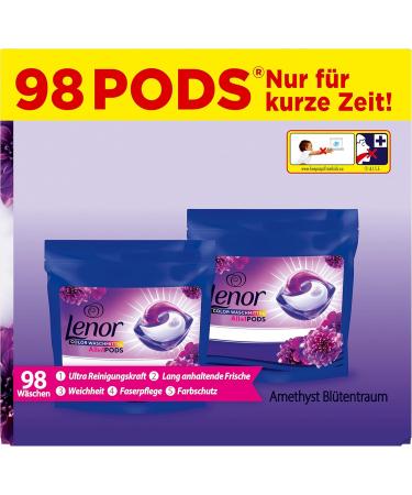Buy Lenor Color Detergent Pods All-in-1 - 98 Wash Loads (Amethyst Flower Dream) | Ultra Cleaning Power for Brilliant Colors - Buy Online on GoSupps.com