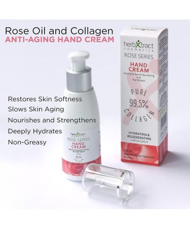 HerbXtract Hand Cream with Collagen, Rose Oil, Keratin & Vitamin E - Anti-Aging Moisturizer for Dry Hands | 3.4oz - Buy Online on GoSupps.com