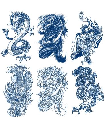 Semi Permanent Realistic Dragon Tattoos  6-Sheet 100% Plant-Based Ink Infinity Animal Tattoo Stickers  2 Weeks Long Last Waterproof Tattoos for Adults Men Women Girls Kids