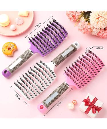 Curved Vented Boar Bristle Hair Brushes - Fast Drying & Detangling - 3 Pack (White/Pink/Purple) - Buy Online on GoSupps.com