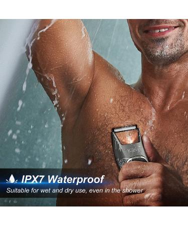 Kibiy Electric Body Trimmer for Men - Groin Hair Groomer with Lighting Mirror | IPX7 Waterproof, USB Rechargeable - Gray - Buy Online on GoSupps.com