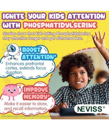 Kids Focus Gummies - Brain Supplements with Vegan Omega 3 DHA Phosphatidylserine L-Theanine L-Tyrosine Methylated B6 & B12 for Kids & Teen Support Attention Memory Nootropic Sugar Free 60cts - Buy Online on GoSupps.com