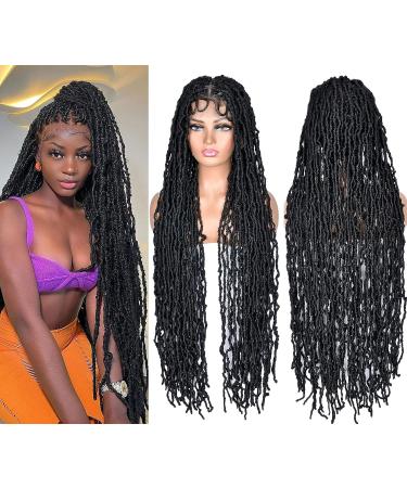 RunM 40Inch Faux Locs Braided Wig for Black Women - Soft Knotless Synthetic Lace Frontal Twist Wig (1B) - Buy Online on GoSupps.com