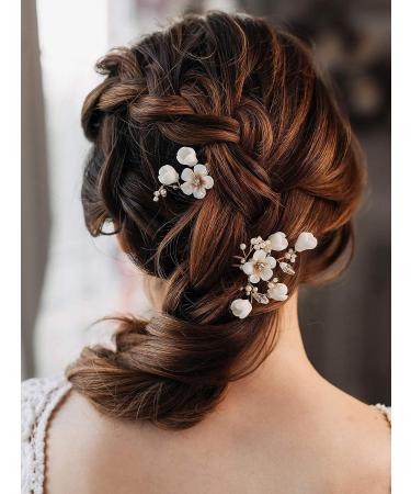 AW BRIDAL Gold Wedding Hair Pins - Floral Bridal Hair Pieces & Comb Clip Set for Brides & Bridesmaids - 2Pcs | Wedding Hair Accessories - Buy Online on GoSupps.com