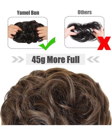 Yamel Coffee Brown Updo Curly Messy Bun Hair Extension for Women | Bun Scrunchie - Buy Online on GoSupps.com
