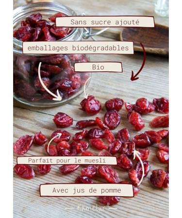 Kamelur Organic Dried Cranberry Aromatic No Added Sugar and No Sulphide Natural Sweetness of Apple Juice From Certified Organic Farming 1 kg (Pack of 1) - Buy Online on GoSupps.com