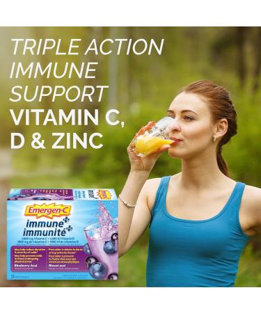 Emergen-C Immune+ 1000mg Vitamin C Powder Supplement Multi Pack Drink Mix Immune System Booster 24 Packets Rasberry & 24 Packets Blueberry Acai 48 Total Packets - Buy Online on GoSupps.com