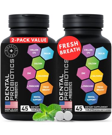 Dental Probiotics for Bad Breath & Oral Health - Best Lactobacillus Salivarius Probiotic Tablets Fight Chronic Bad Breath and Restore Good Bacteria - Oral Probiotics for Teeth and Gums - 90 Tablets 2p Dental Probiotic