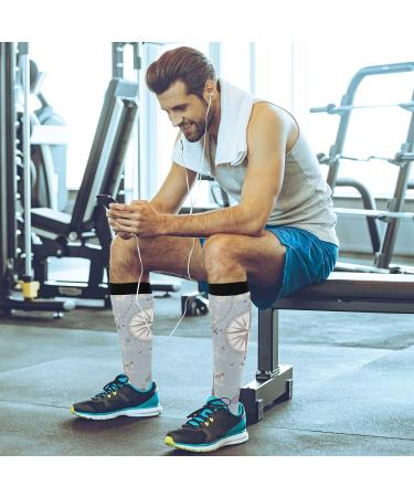 Haskirky High Elasticity Compression Socks - 2 Pairs, Adult Universal Knee High Socks for Leisure, Fatigue Relief, Travel, and Running - Compass, Lighthouse, Anchor, Seashells Design - Buy Online on GoSupps.com