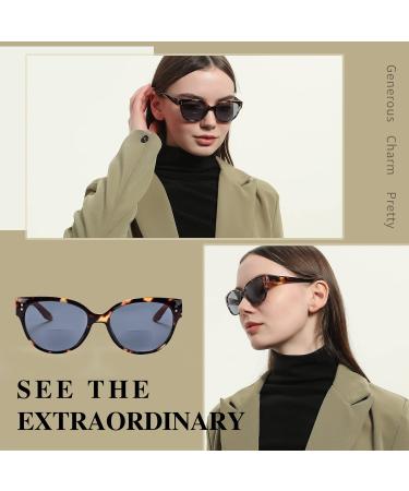 Eyeguard Bifocal Reading Glasses for Women - UV400 Outdoor Protection with Brown Tortoise Frame & Turquoise Metal Accents - 2.0x Magnification - Buy Online on GoSupps.com