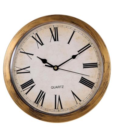 HOMSFOU 2pcs Retro Wall Clock Safety Wall Clock Storage Wall Clock Wall Hanging Clock Household Goldenx2pcs 25*7cmx2pcs