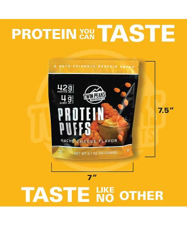 Twin Peaks Nacho Cheese Protein Puffs - Low Carb Keto Friendly (3 Pack, 42g Protein, 4g Carbs) - Buy Online on GoSupps.com