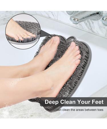 HONYIN XL Shower Foot Scrubber Mat - Exfoliate, Massage, Improve Circulation, Relieve Tired Feet - Non-Slip Suction Cups - Gray - Buy Online on GoSupps.com
