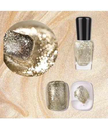 Glitter Nail Polish Shiny Silvery Golden Nail Varnish Champagne Gold Quick Dry Super Sparkling Long Lasting No Need Cure Easy to Apply DIY at Home Manicure Gift for Women & Girls - Buy Online on GoSupps.com