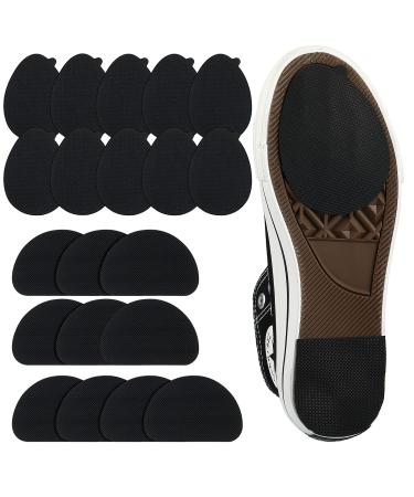 Non Skid Pads for Shoes Noise Reduction Self Adhesive Slip Resistant Sole Stick Protector Rubber Shoe Traction Pads Cushion for Heel Shoe Grips on Bottom of Shoes  Black  2 Shapes (20)
