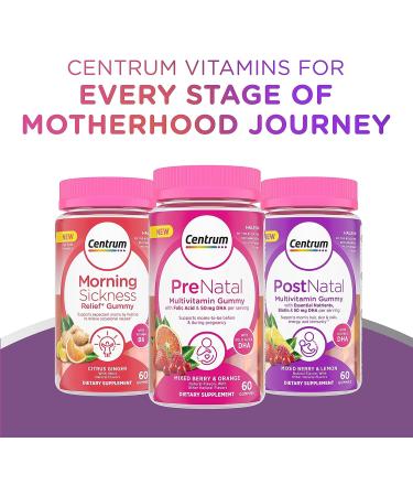 Centrum Prenatal Multivitamin Gummies with DHA and Folic Acid - 60 Count, Mixed Berry & Orange Flavors, 30 Day Supply - Buy Online on GoSupps.com