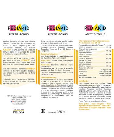 PEDIAKID - Pediakid Appetit-Tonus Natural Food Supplement - Exclusive Agave Syrup Formula - Stimulates Appetite - Helps Weight Gain - Pack of 3 x 125 ml Bottles - Buy Online on GoSupps.com