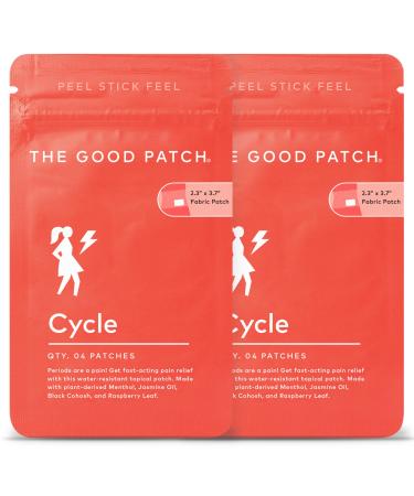 The Good Patch Cycle Patch for Menstrual and Period Support - Topical Plant Powered Pain Relief with Menthol and Black Cohosh - Large Sized (8 Total Patches) 4 Count (Pack of 2)