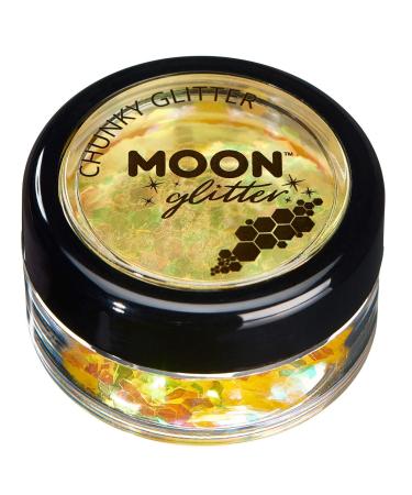 Iridescent Chunky Glitter by Moon Glitter   100% Cosmetic Glitter for Face  Body  Nails  Hair and Lips - 0.10oz - Yellow