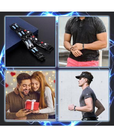Far Infrared Ion Bracelet - Magnetic Titanium Steel Arm Band Adjustable Length Perfect Birthday Gift for Men - 2 Pieces - Buy Online on GoSupps.com