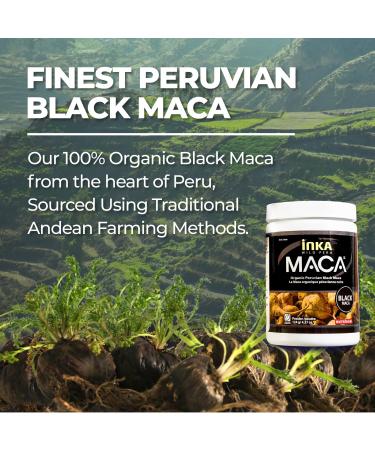 InkaMaca Organic Black Maca Powder for Men - 100% Pure Peruvian Black Maca Root Supplement to Support Male Energy - Easy to Mix with Coffee or Water No Additives Fillers Preservatives Non-GMO (124g) - Buy Online on GoSupps.com