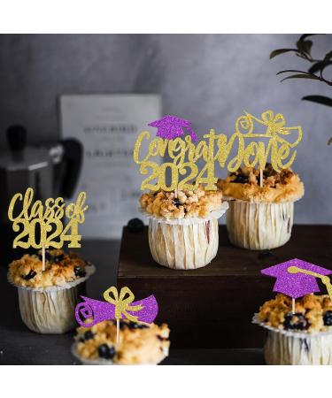 Rsstarxi 24 Pack Class of 2024 Cupcake Toppers 2024 Graduation Food Appetizer Picks 2024 Congrats Grad Cap Done Diploma Cupcake Picks for 2024 Graduation Theme Party Cake Decorations Gold Purple - Buy Online on GoSupps.com