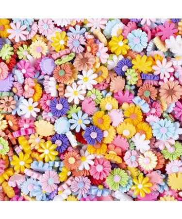 100Pcs Flower Daisy Slime Charms Set Easter DIY Craft Mixed Making Resin Jewery Making Charms Embellishments Flatback Resin Charms Flower Cabochons for DIY Scrapbooking Craft Decoration Crafts