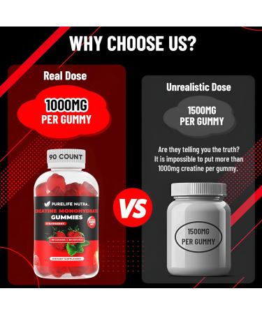 Buy Creatine Monohydrate Gummies - 3g Sugar-Free Strength & Focus Boost 90 Count Vegan Strawberry - Non Bloating Gluten Free Halal - Buy Online on GoSupps.com