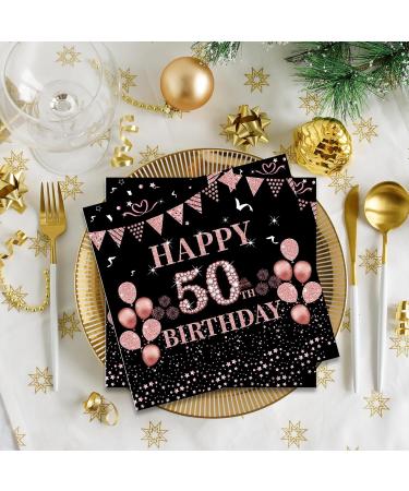 40 Ros gold Napkin Set | 50th Birthday Party Paper Napkins 33x33cm | Perfect for Stylish Celebrations - Buy Online on GoSupps.com