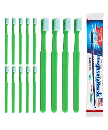 ORTHOREADYBRUSH - Prepasted Reusable Toothbrush - Soft V Trim Bristled Fresh Mint Flavor Tooth Brush for Clean Teeth and Braces - Blue - 144 Box