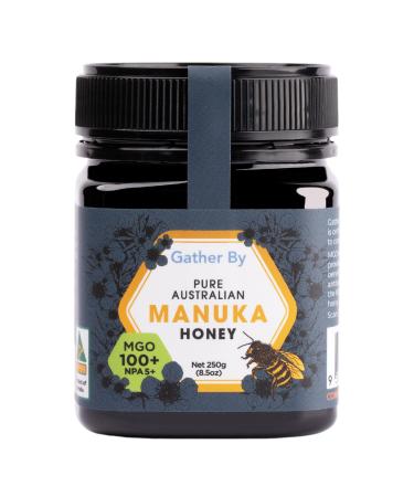 GATHER BY: Manuka Honey - 100% Pure Raw Australian Manuka Honey Medical Grade - 18 Month Matured Potent & Coarse Filtered - High MGO Levels - Pure Honey - Natural Honey (MGO100+ 250g) MGO100+ 250 g (Pack of 1)