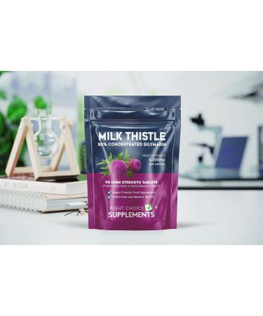 High Strength Milk Thistle Tablets 4000mg - 90 Vegan Tablets - Liver & Gallbladder Support - UK Made - Buy Online on GoSupps.com
