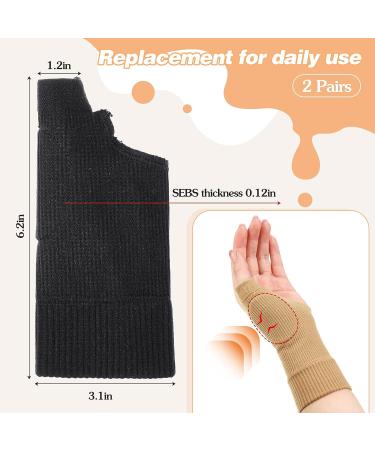 Large Black Nude Thumb Compression Arthritis Gloves with Gel Splint - Wrist Support Brace for Pain Relief (4 Pack) - Buy Online on GoSupps.com