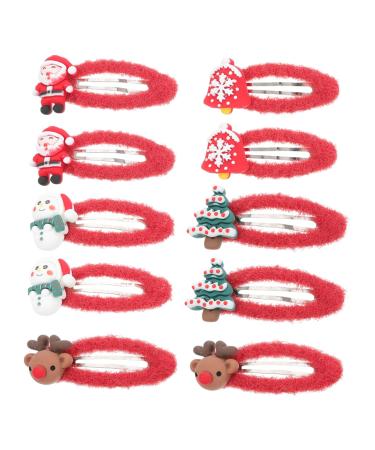 minkissy 5 Pairs Christmas Hair Clips Girls Barrettes Snap Barrettes Christmas Hairpin Diy Party Hair Ornament Hair Accessory for Girls Xmas Hair Clamp Nylon Issue Card Child Cute