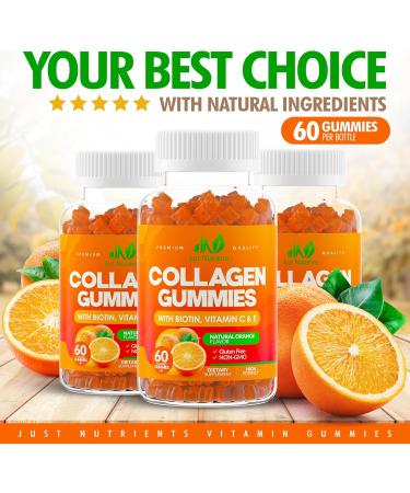 Collagen Peptides Gummies with Biotin Vitamin C & E for Women & Men - Premium Hydrolyzed Collagen Type I & III for Hair Skin & Nails Support - Gluten-Free Non-GMO - 60 Gummies (30 Servings) - Buy Online on GoSupps.com
